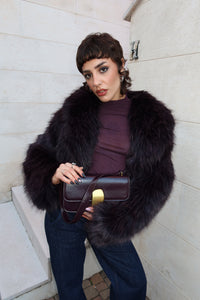 FAUX FUR CROPPED JACKET - VIOLET