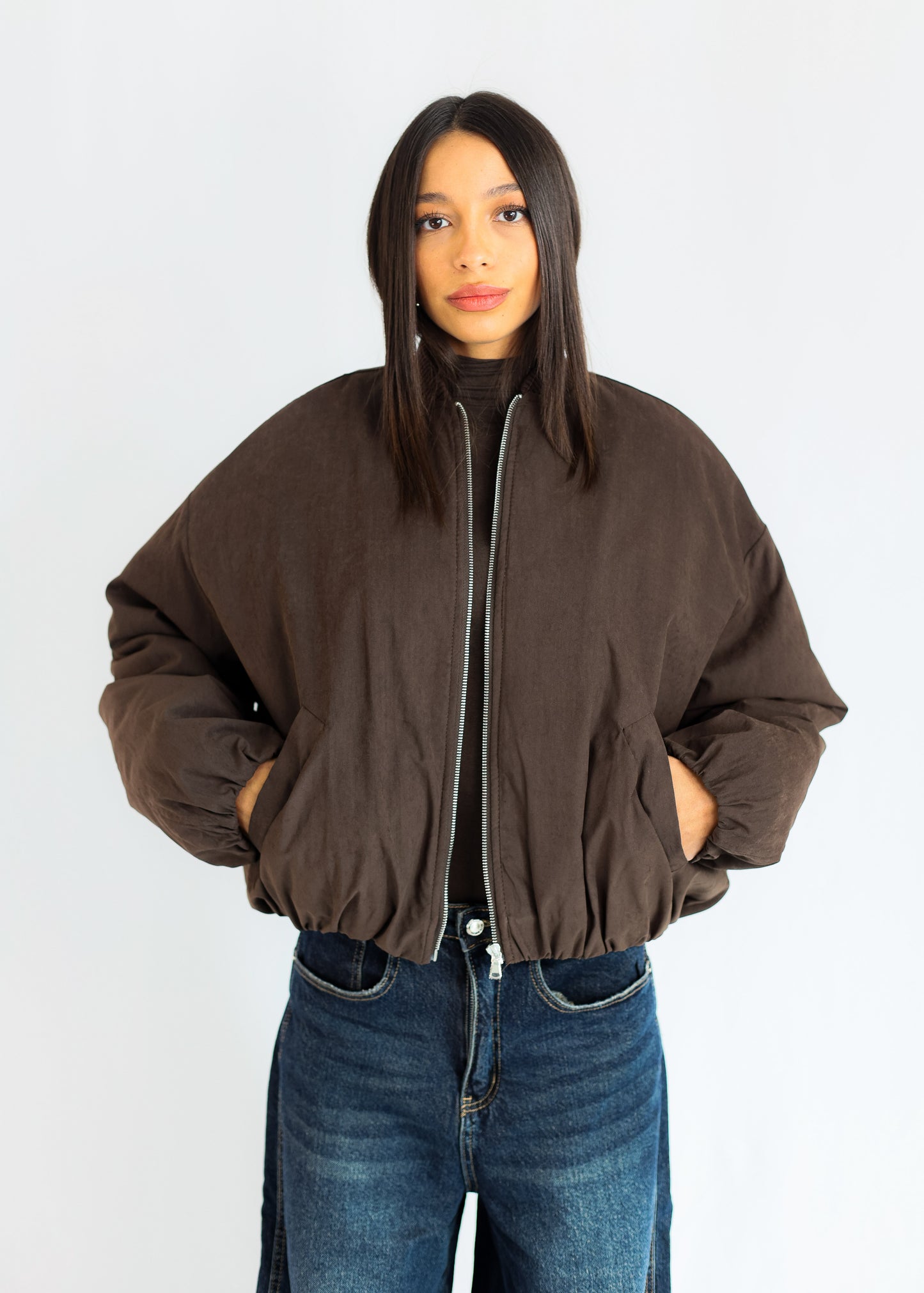 BOMBER SUEDE — BROWN