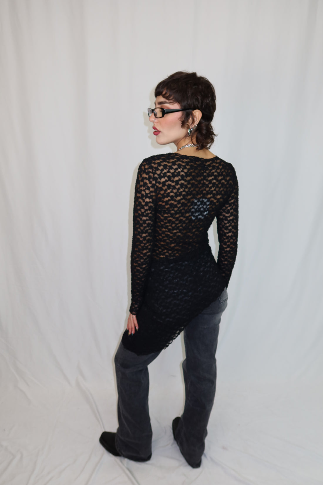 TOP LACE TWIST NERO
