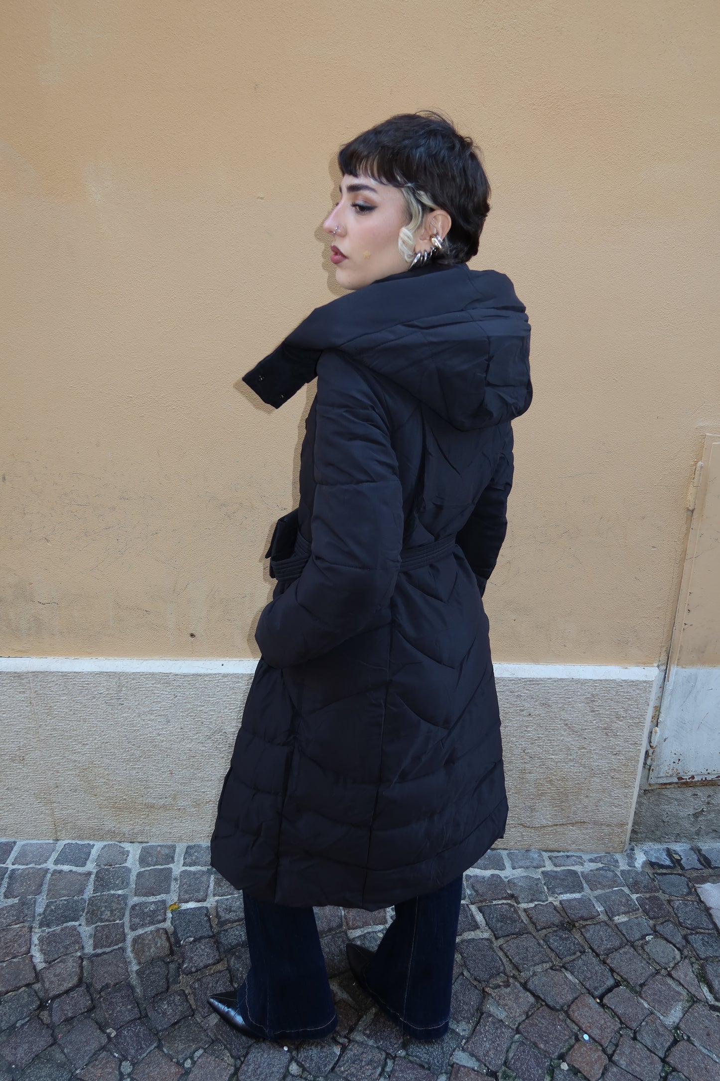 Piumino lungo nero 0B248015