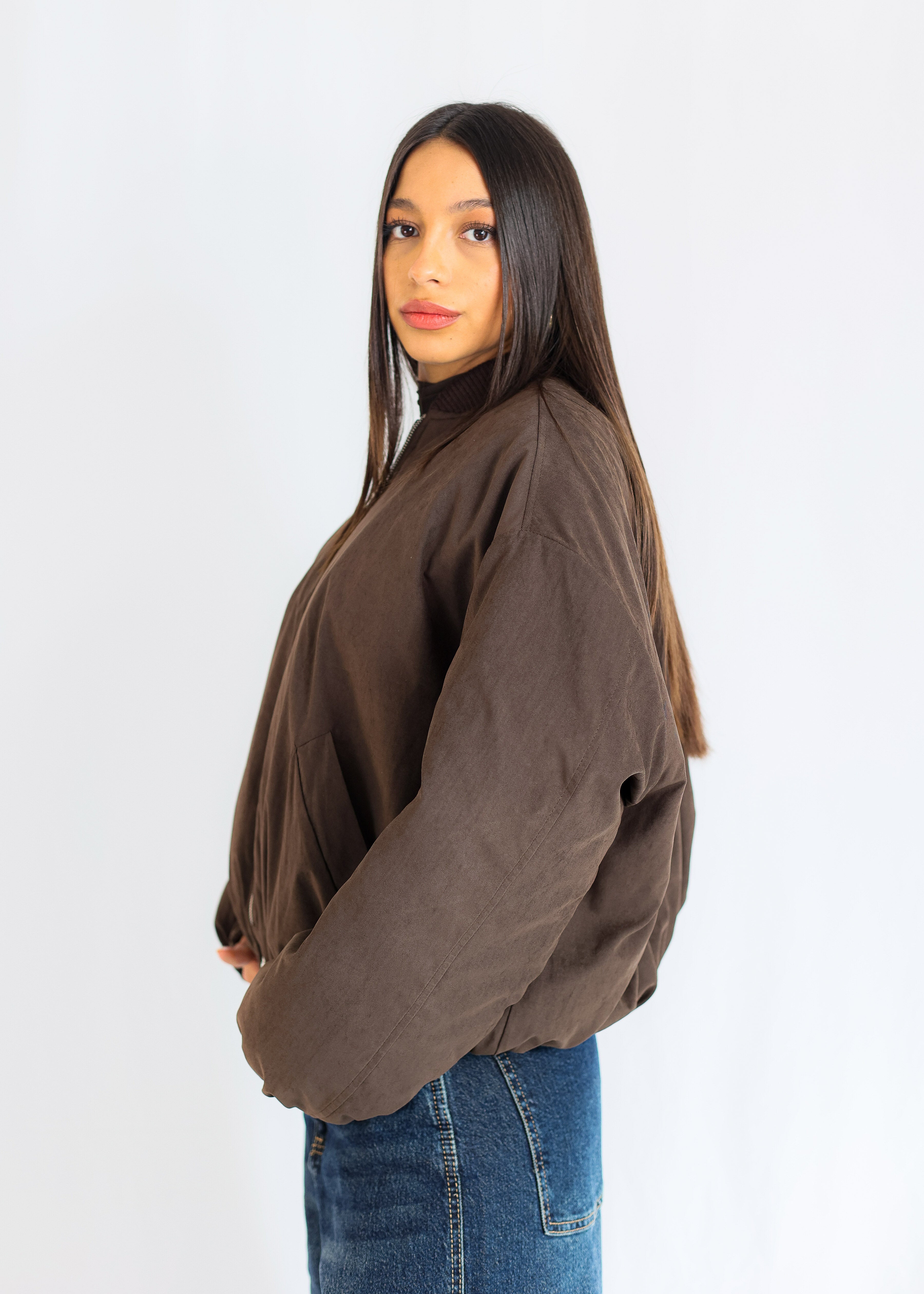 BOMBER SUEDE — BROWN