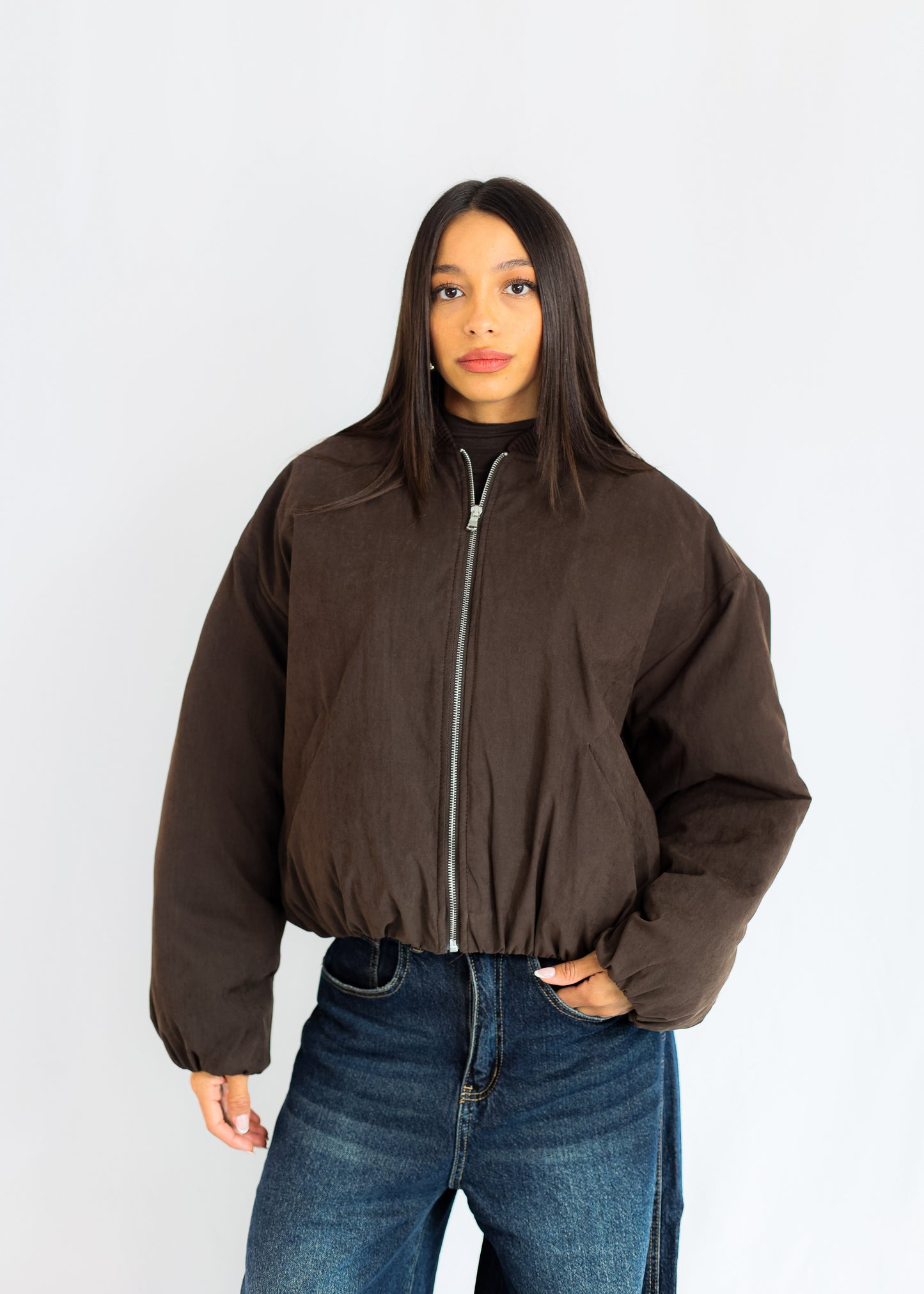 BOMBER SUEDE — BROWN