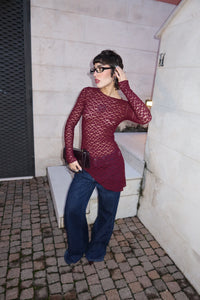 TOP LACE TWIST BORDEAUX