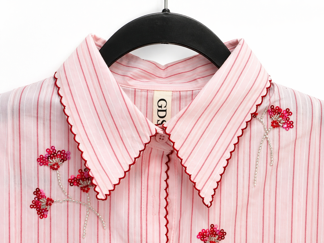 Camicia “Rosalie” Ricamata a Righe Crystal 71557